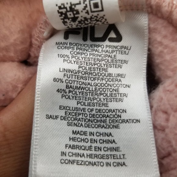 FILA Fleece Sweater Hoodie Blush Pink Light Peach Medium M EUC - Picture 5 of 6